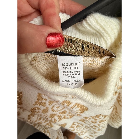 Vintage‎ cream gold Dana Scott women's Sweater m-l - Picture 8 of 11